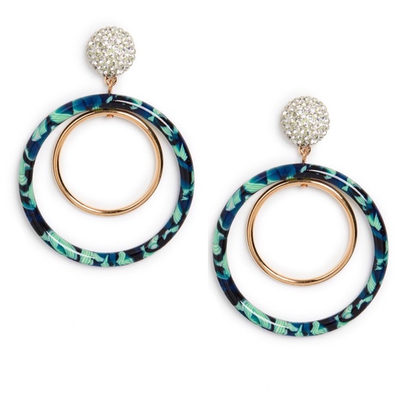 Lele Sadoughi Jewelry - LELE SADOUGHI • Pave Double Hoop Pistachio Earrings